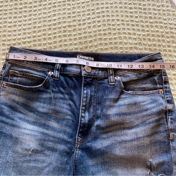 Express Women's Blue Original Girlfriend High Rise Jeans Size 4 - Picture 6 of 10